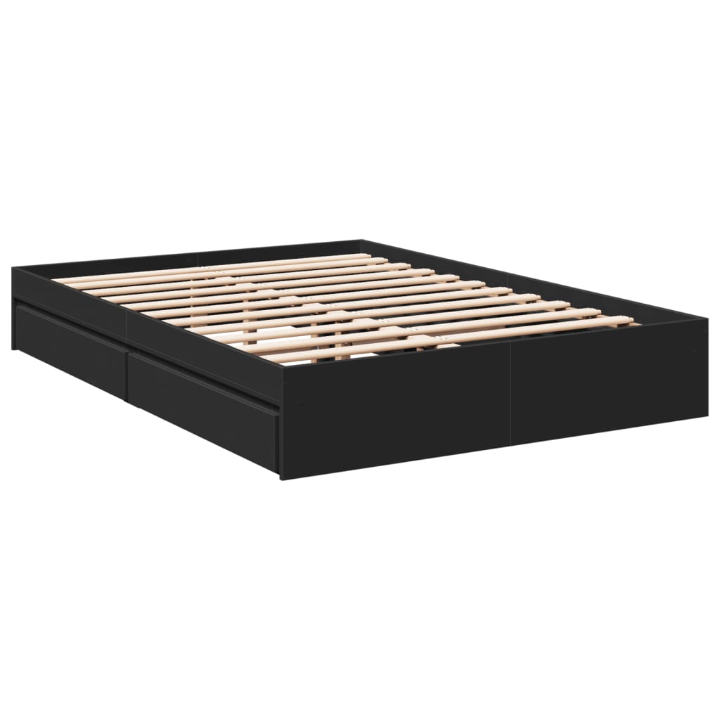 vidaXL Bedframe met lades bewerkt hout bruin eikenkleurig 135x190 cm afbeelding