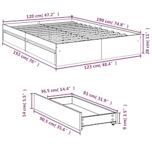 Rám postele se zásuvkami dub sonoma 120x190 cm kompozitní dřevo - obrázek 10