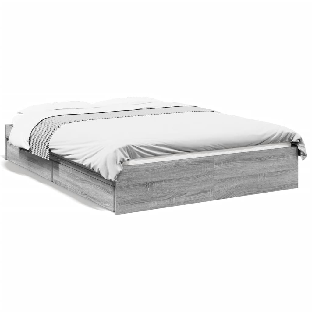 vidaXL Πλαίσιο Κρεβατιού με συρτάρια Γκρι sonoma 120x190εκ. Επεξ. Ξύλο