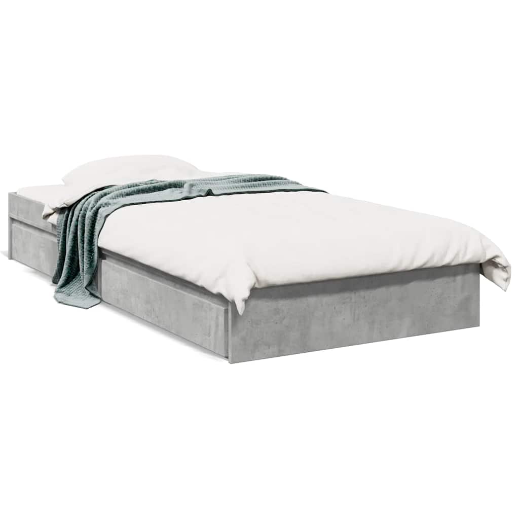 vidaXL Bedframe met lades bewerkt hout betongrijs 90x190 cm grijs, foto 3