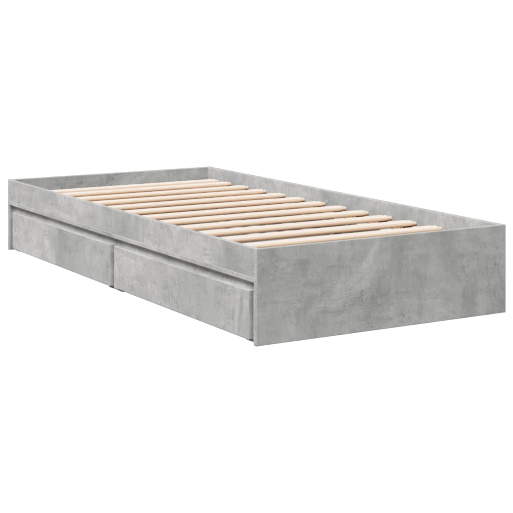 vidaXL Bedframe met lades bewerkt hout betongrijs 90x190 cm afbeelding