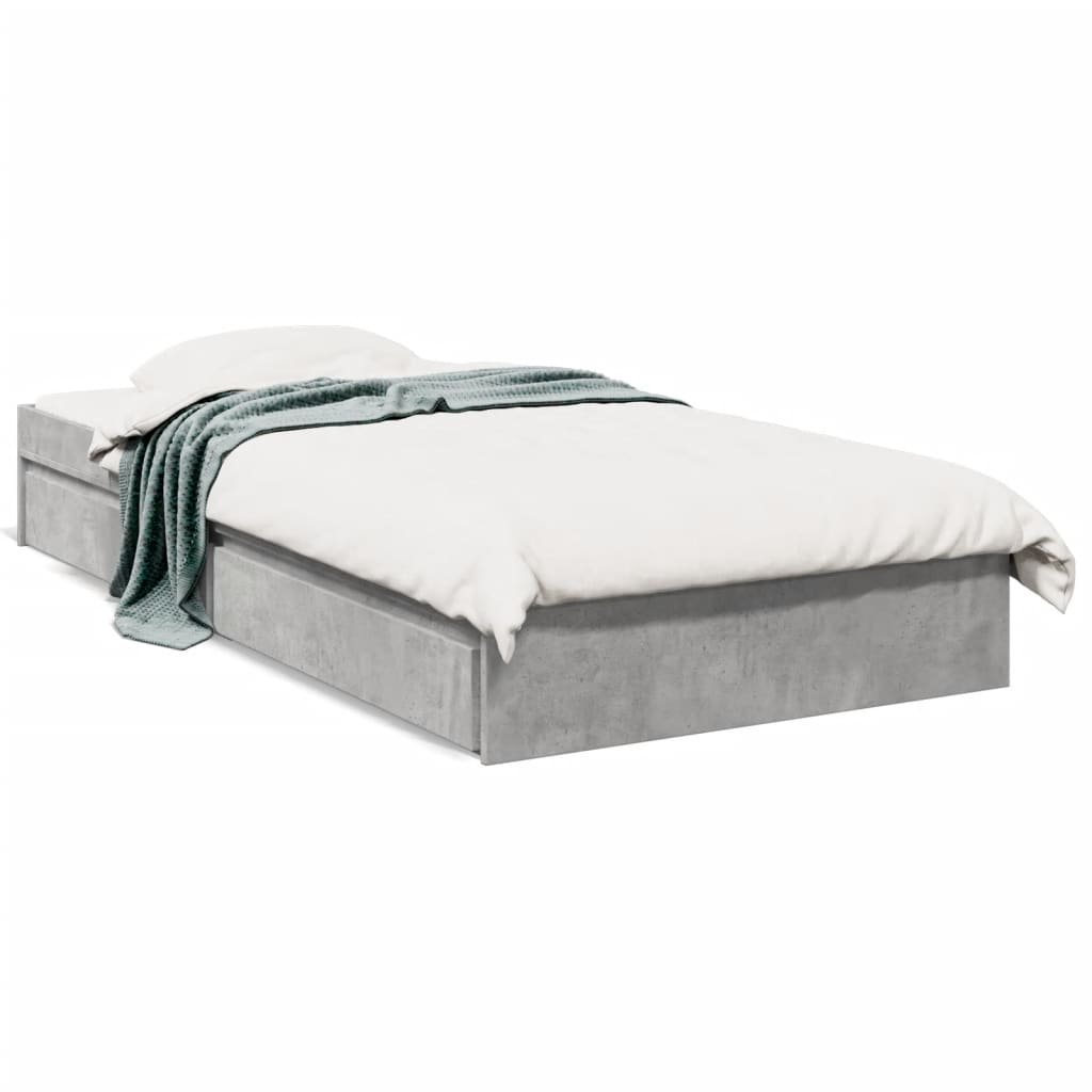 VidaXL Bedframe Met Lades Bewerkt Hout Betongrijs 75x190 Cm