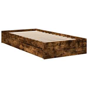 Rám postele se zásuvkami kouřový dub 75x190 cm kompozitní dřevo - obrázek 3
