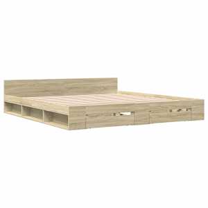 Rám postele se zásuvkami dub sonoma 200x200 cm kompozitní dřevo - obrázek 3