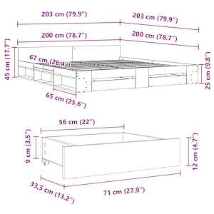 Rám postele se zásuvkami dub sonoma 200x200 cm kompozitní dřevo - obrázek 10