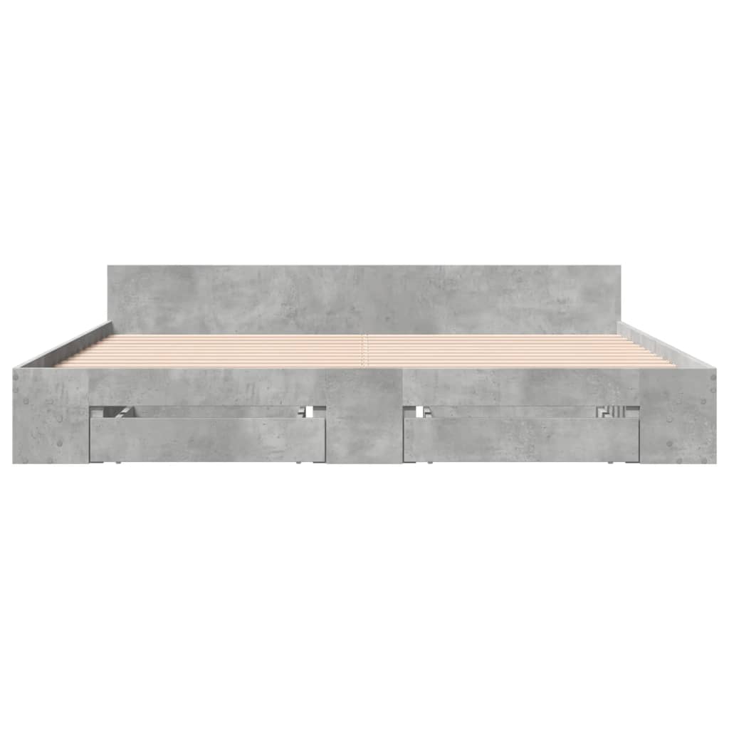 vidaXL Bedframe met lades bewerkt hout betongrijs 200x200 cm grijs, foto 4