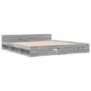 Rám postele se zásuvkami šedý sonoma 200 x 200 cm kompozit - obrázek 3