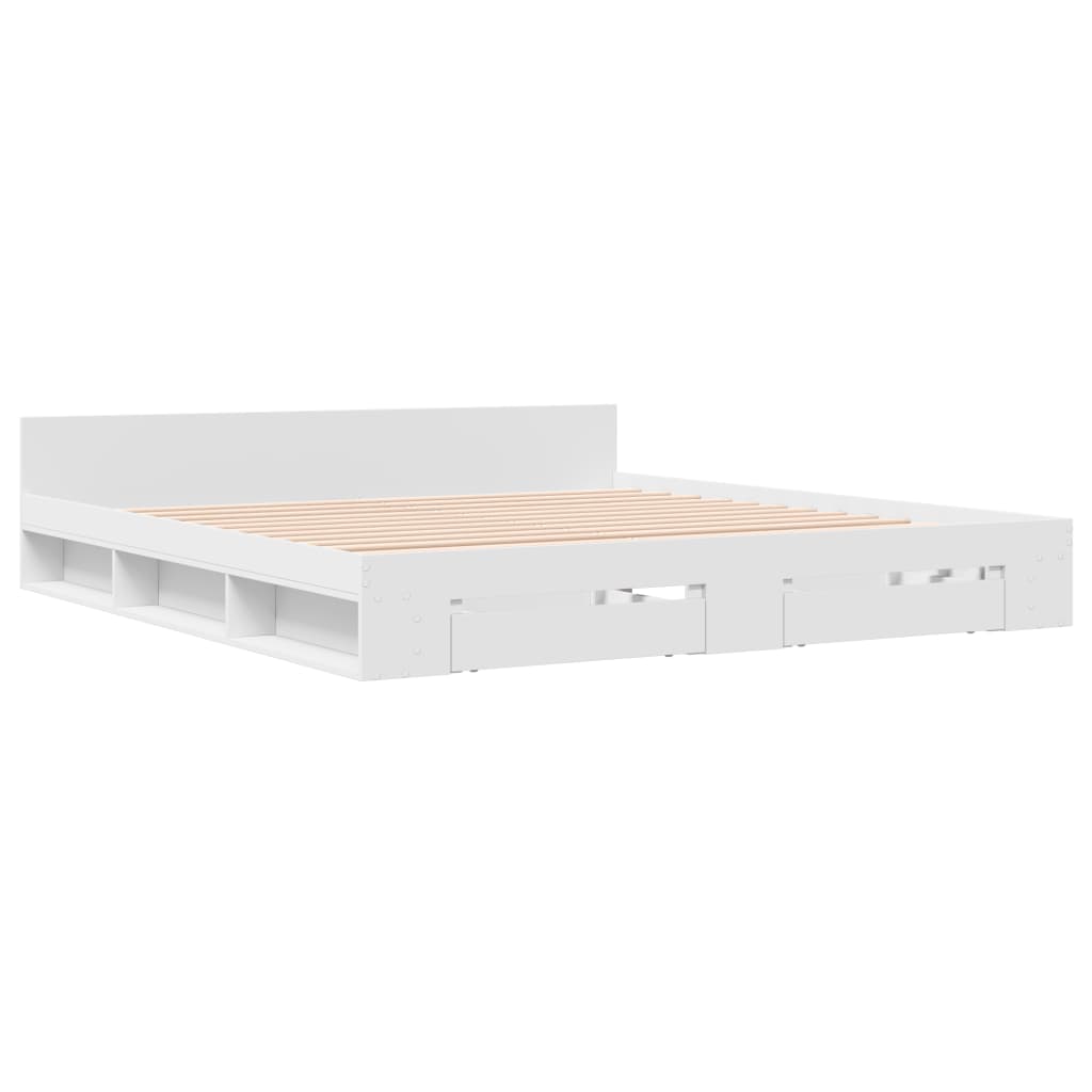 vidaXL Bedframe met lades bewerkt hout wit 180x200 cm, foto 2