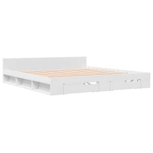 Rám postele se zásuvkami bílý 180 x 200 cm kompozitní dřevo - obrázek 3