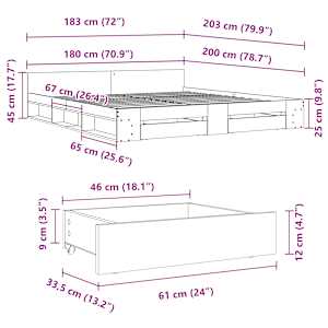 Rám postele se zásuvkami černý 180 x 200 cm kompozitní dřevo - obrázek 10