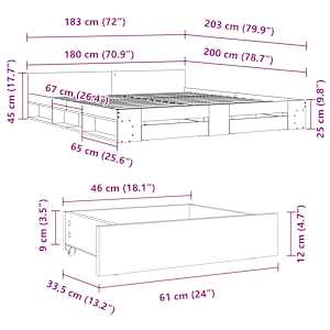 Rám postele se zásuvkami dub sonoma 180x200 cm kompozitní dřevo - obrázek 10