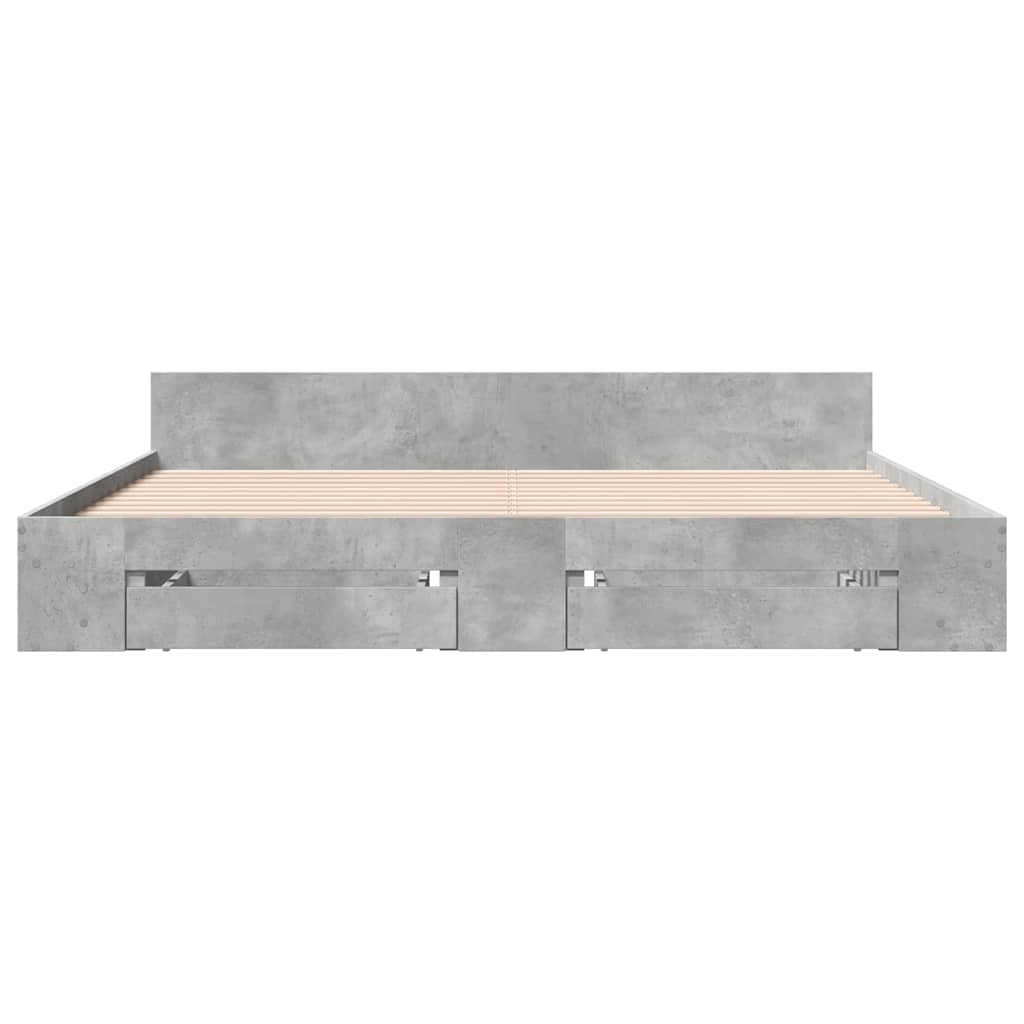 vidaXL Bedframe met lades bewerkt hout betongrijs 180x200 cm grijs, foto 4
