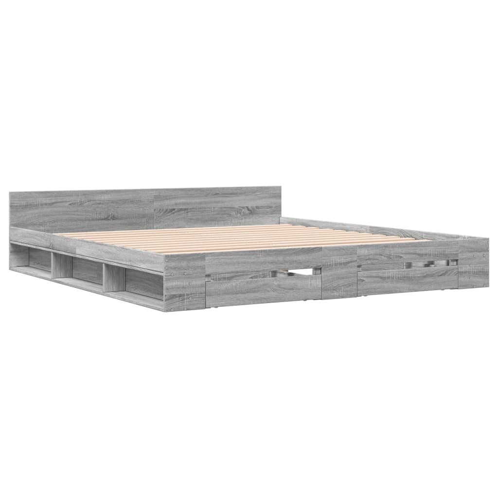 vidaXL Bedframe met lades bewerkt hout grijs sonoma eiken 180x200 cm afbeelding