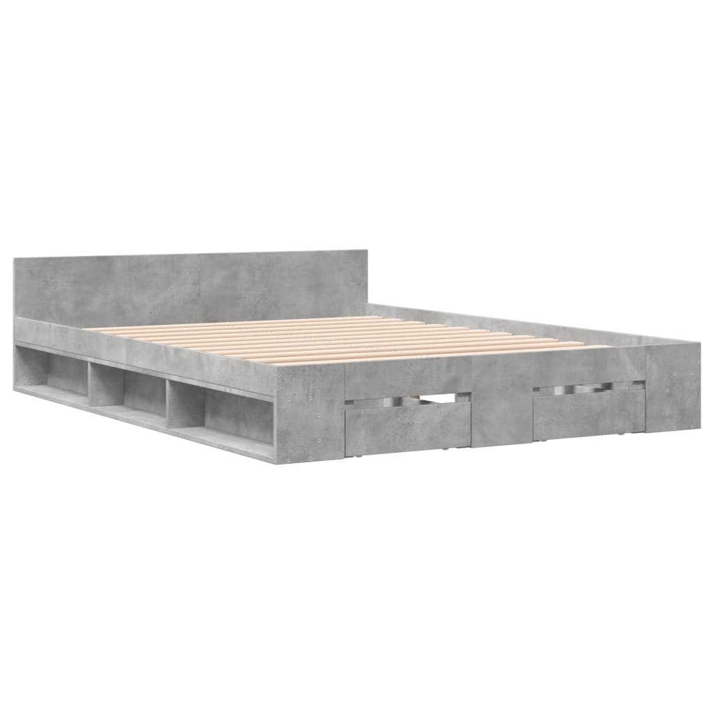 vidaXL Bedframe met lades bewerkt hout betongrijs 160x200 cm afbeelding