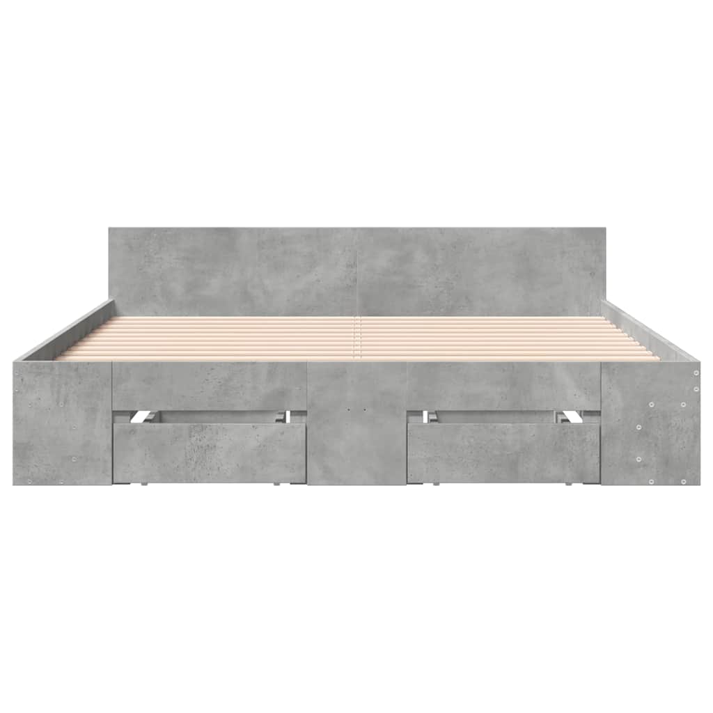 vidaXL Bedframe met lades bewerkt hout betongrijs 160x200 cm grijs, foto 4