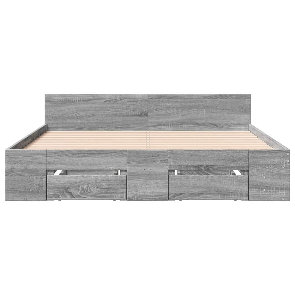 vidaXL Bedframe met lades bewerkt hout grijs sonoma eiken 160x200 cm, foto 4