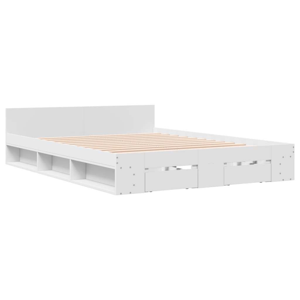 vidaXL Bedframe met lades bewerkt hout wit 150x200 cm afbeelding