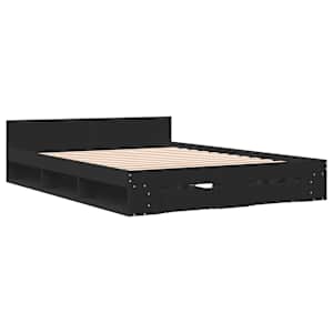 Rám postele se zásuvkami černý 150 x 200 cm kompozitní dřevo - obrázek 3