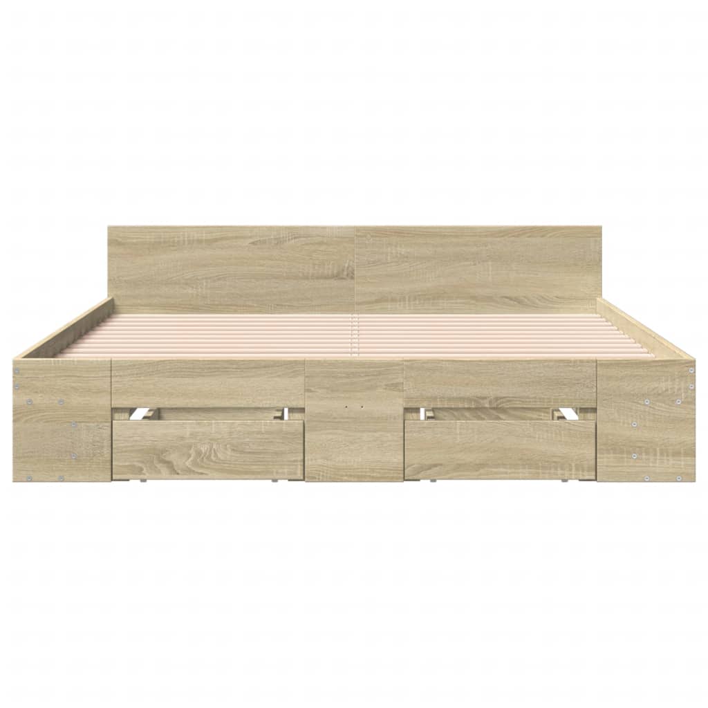 vidaXL Bedframe met lades bewerkt hout sonoma eikenkleurig 150x200 cm, foto 4