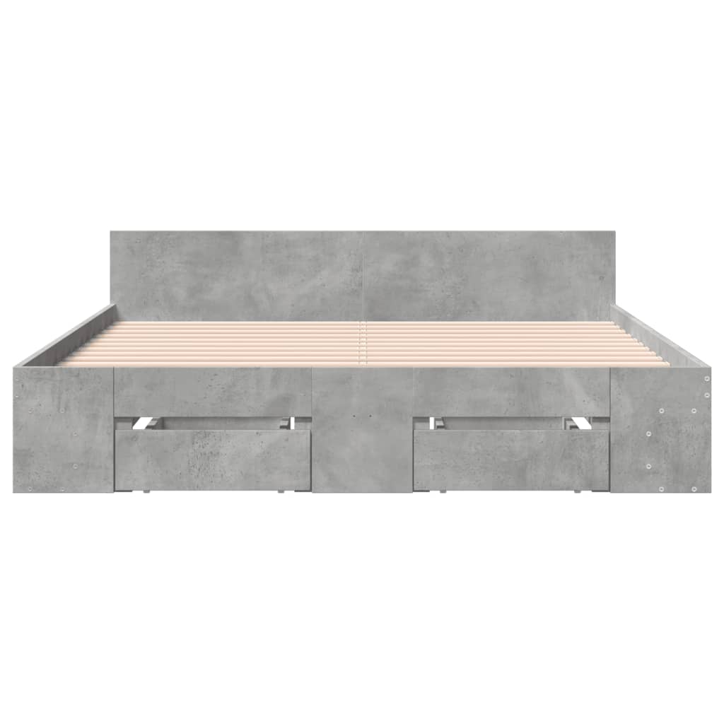 vidaXL Bedframe met lades bewerkt hout betongrijs 150x200 cm grijs, foto 4
