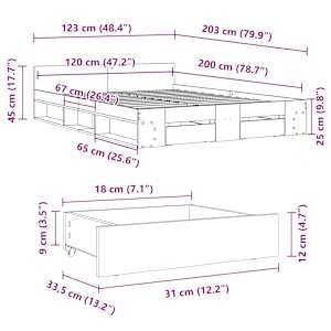 Rám postele se zásuvkami černý 120 x 200 cm kompozitní dřevo - obrázek 10