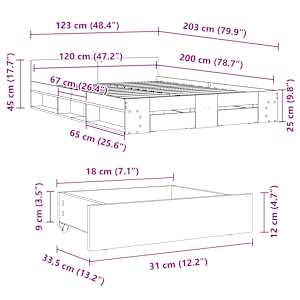 Rám postele se zásuvkami dub sonoma 120x200 cm kompozitní dřevo - obrázek 10