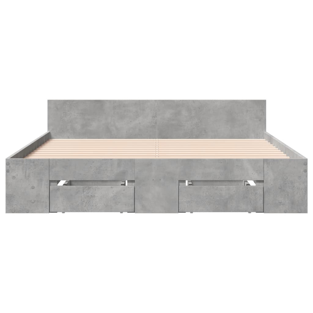 vidaXL Bedframe met lades bewerkt hout betongrijs 120x200 cm grijs, foto 4