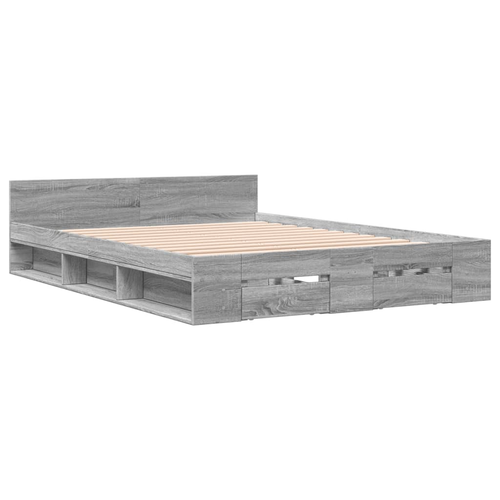 vidaXL Bedframe met lades bewerkt hout grijs sonoma eiken 120x200 cm afbeelding