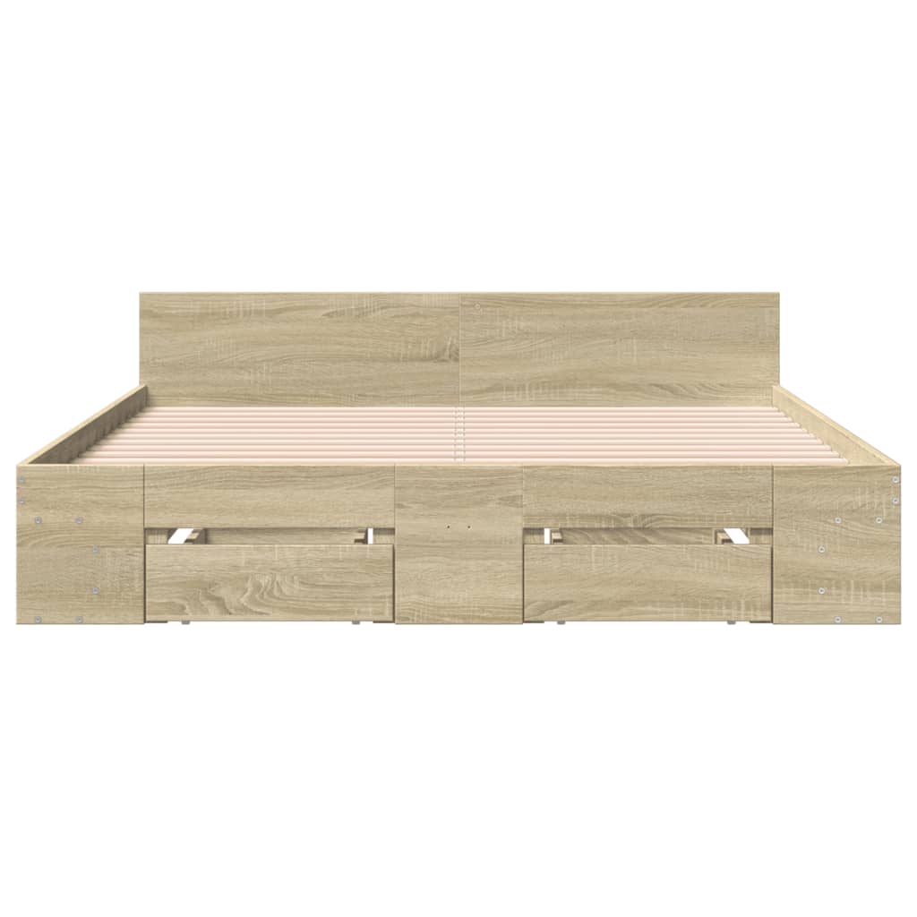 vidaXL Bedframe met lades bewerkt hout sonoma eikenkleurig 140x190 cm, foto 4