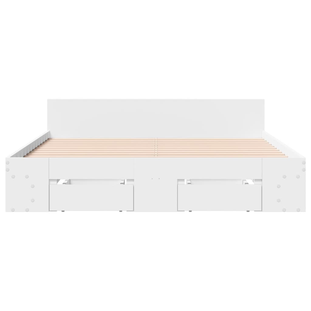 vidaXL Bedframe met lades bewerkt hout wit 135x190 cm, foto 4