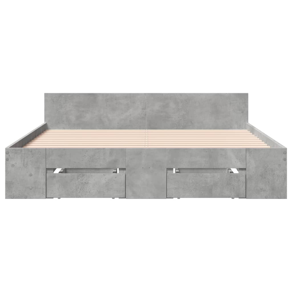 vidaXL Bedframe met lades bewerkt hout betongrijs 135x190 cm grijs, foto 4
