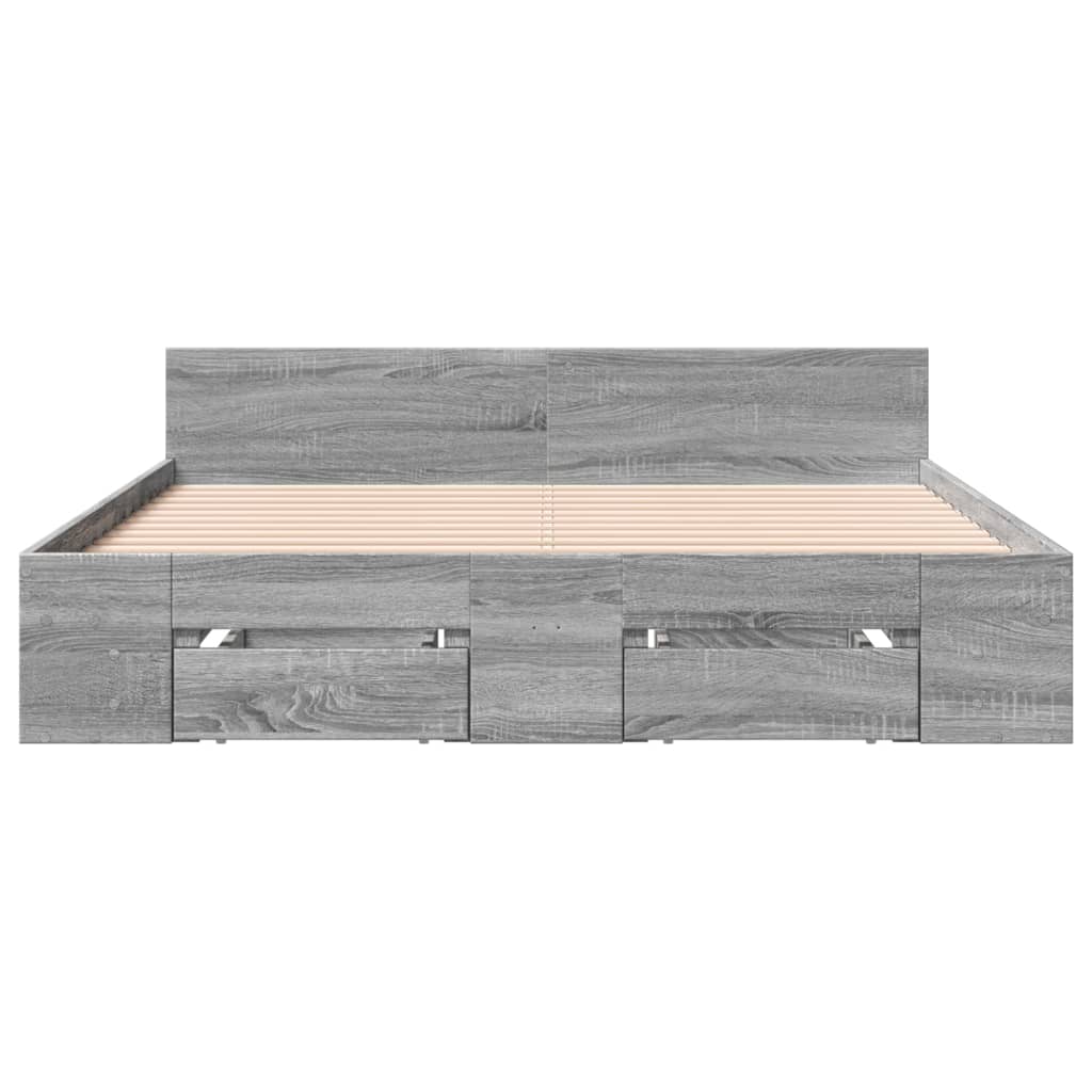 vidaXL Bedframe met lades bewerkt hout grijs sonoma eiken 135x190 cm, foto 4