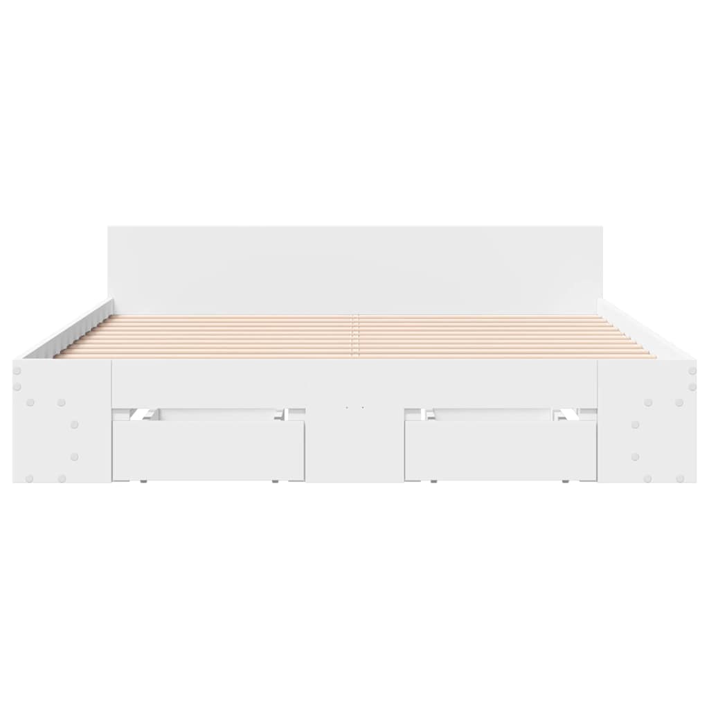 vidaXL Bedframe met lades bewerkt hout wit 120x190 cm, foto 4