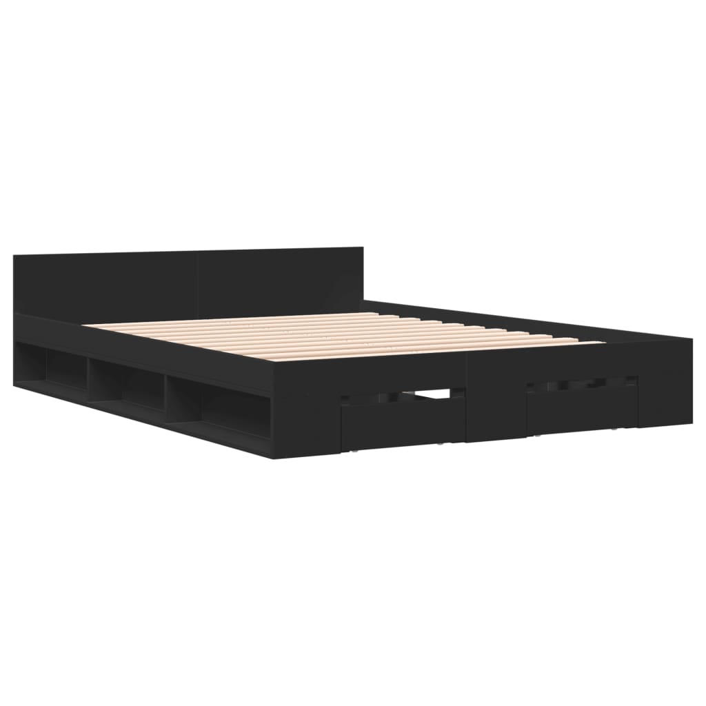 vidaXL Bedframe met lades bewerkt hout bruin eikenkleurig 120x190 cm afbeelding