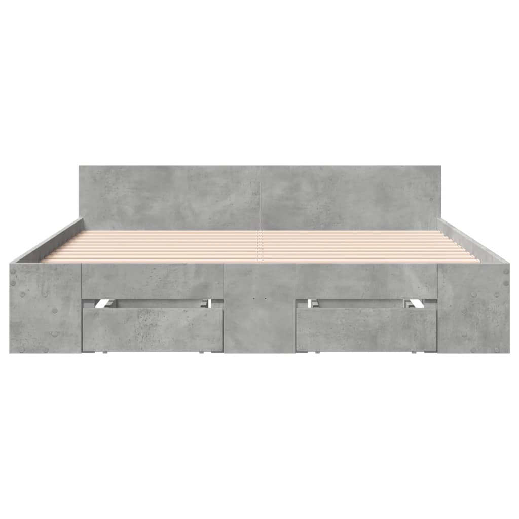 vidaXL Bedframe met lades bewerkt hout betongrijs 120x190 cm grijs, foto 4