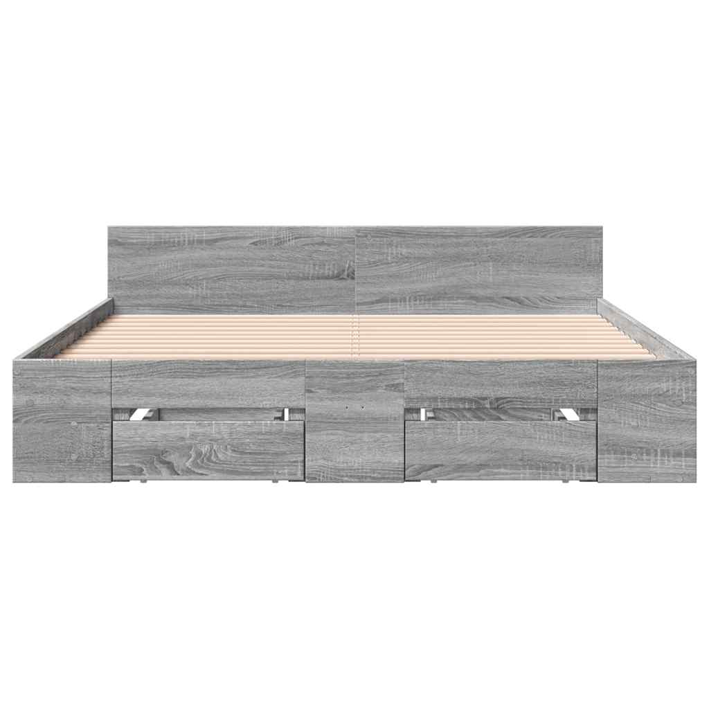 vidaXL Bedframe met lades bewerkt hout grijs sonoma eiken 120x190 cm, foto 4