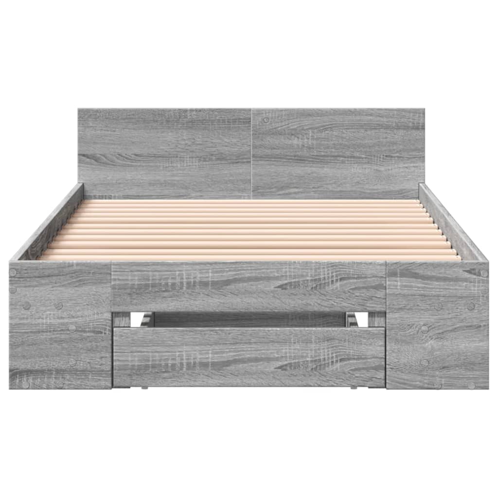vidaXL Bedframe met lade bewerkt hout grijs sonoma eiken 90x190 cm, foto 4