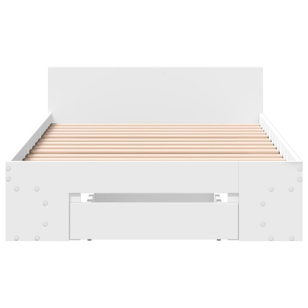 vidaXL Bedframe met lade bewerkt hout wit 100x200 cm, foto 4