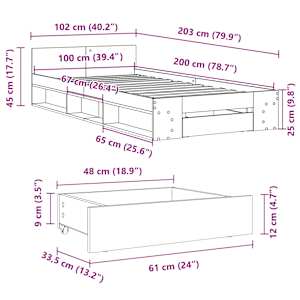 Rám postele se zásuvkou bílý 100 x 200 cm kompozitní dřevo - obrázek 10