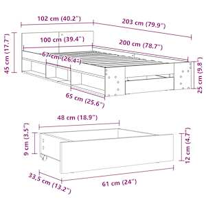 Rám postele se zásuvkou dub sonoma 100x200 cm kompozitní dřevo - obrázek 10