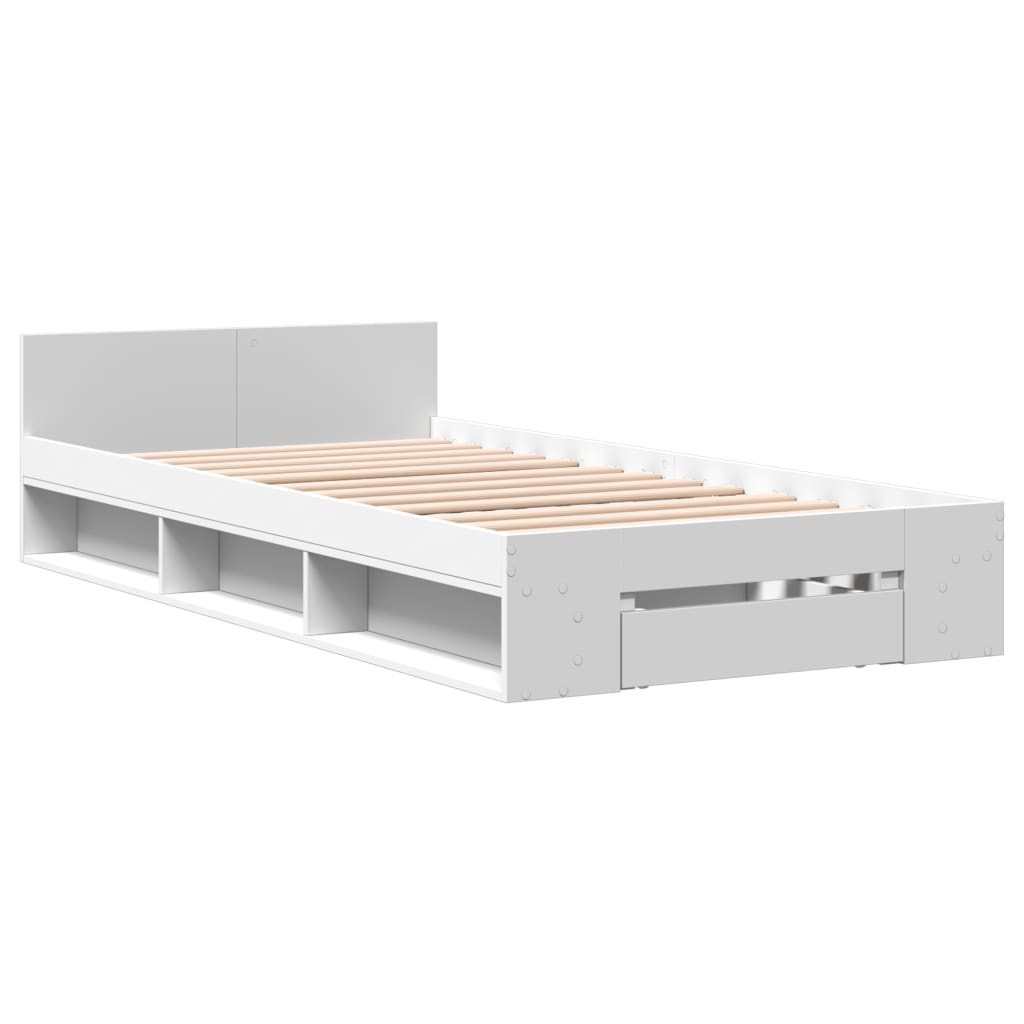 vidaXL Bedframe met lade bewerkt hout wit 90x200 cm afbeelding