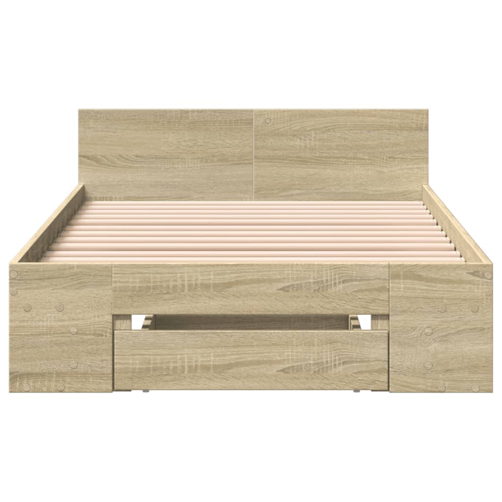 vidaXL Bedframe met lade bewerkt hout sonoma eikenkleurig 90x200 cm, foto 4