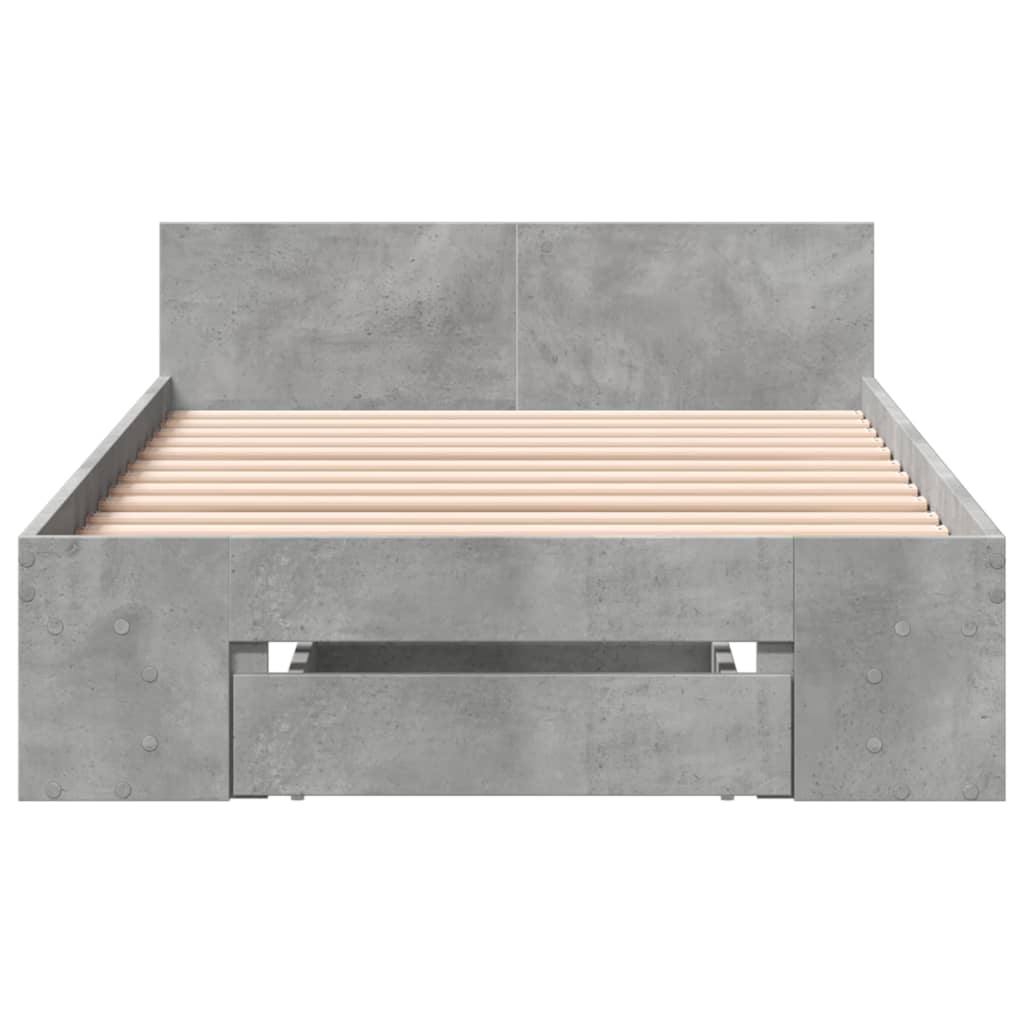 vidaXL Bedframe met lade bewerkt hout betongrijs 90x200 cm grijs, foto 4