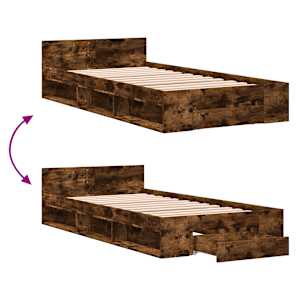 Rám postele se zásuvkou kouřový dub 90x200 cm kompozitní dřevo - obrázek 7