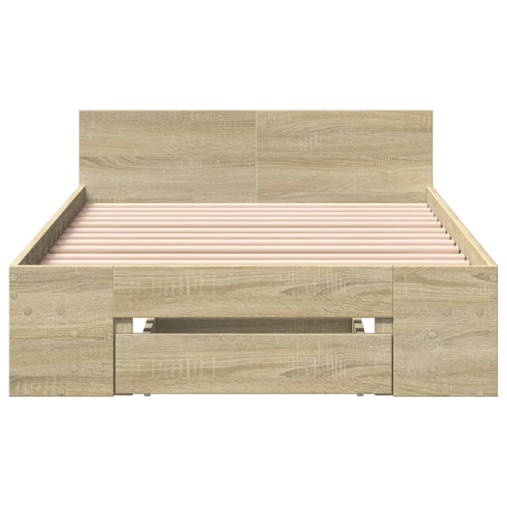 vidaXL Bedframe met lade bewerkt hout sonoma eikenkleurig 75x190 cm, foto 4