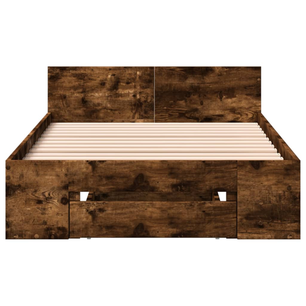 vidaXL Bedframe met lade bewerkt hout gerookt eikenkleurig 75x190 cm, foto 4