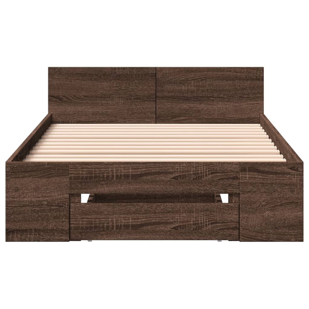 vidaXL Bedframe met lade bewerkt hout bruin eikenkleurig 75x190 cm, foto 4