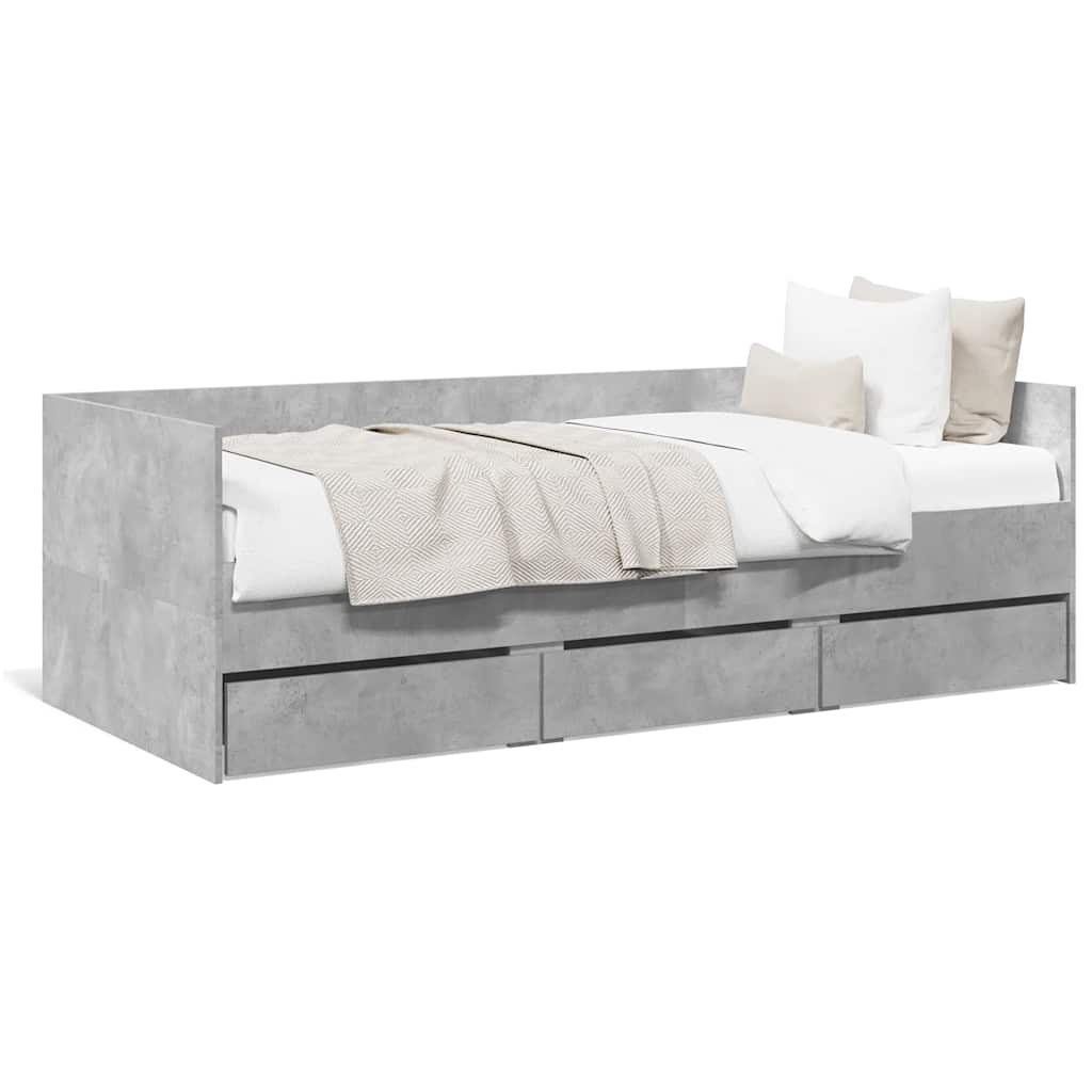 vidaXL Válenda se zásuvkami bez matrace betonově šedá 100 x 200 cm