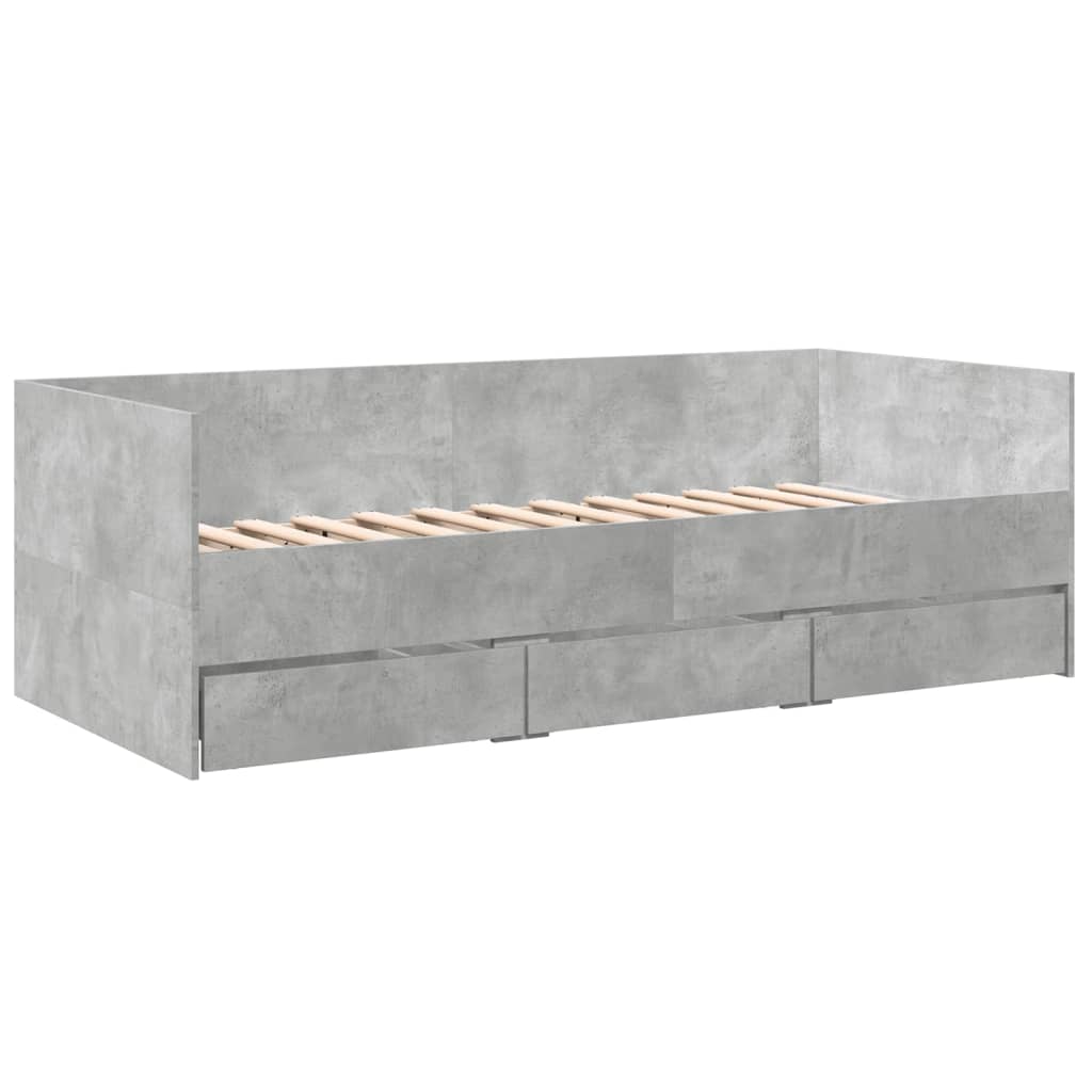 vidaXL Slaapbank met lades zonder matras 100x200 cm betongrijs afbeelding