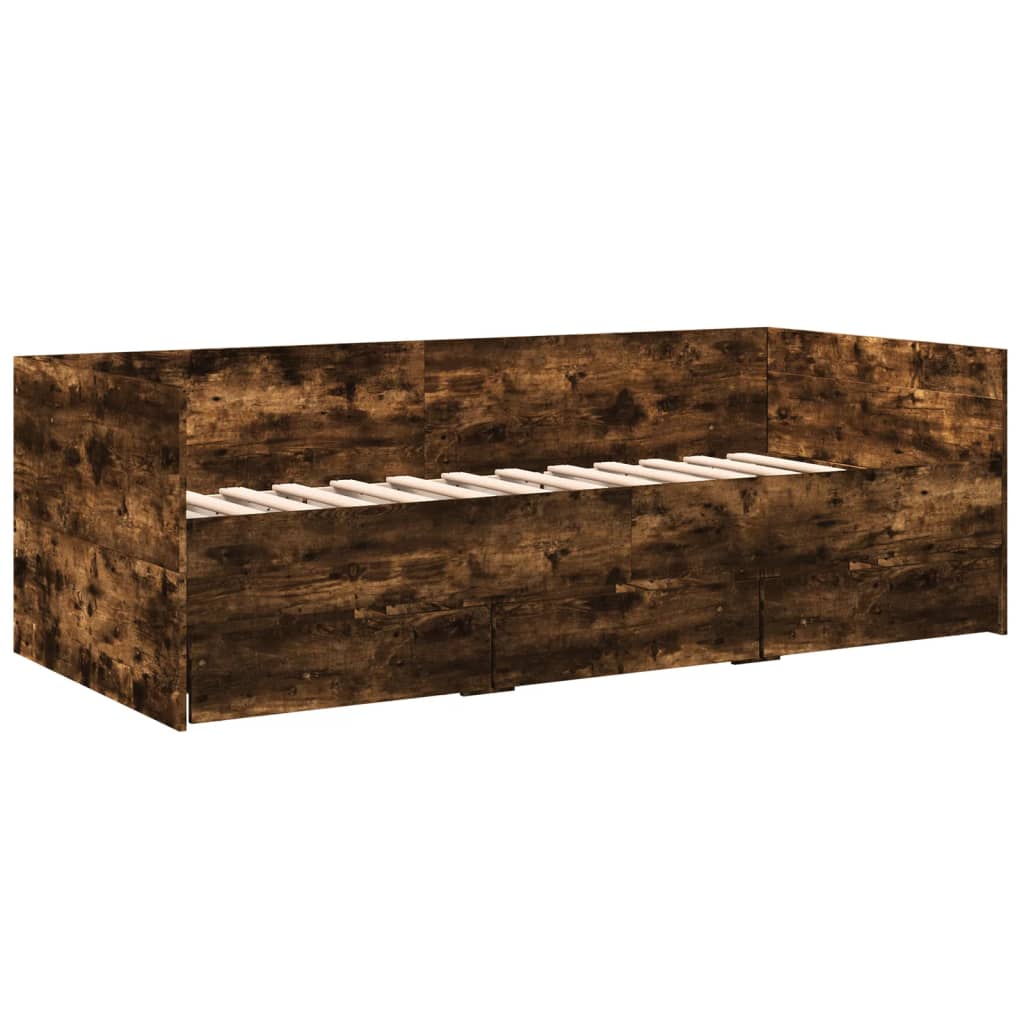 vidaXL Slaapbank met lades zonder matras 100x200 cm gerookt eikenkleur afbeelding